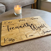 Personalised Wooden Oak Family Coasters Set of 6 - Custom Engraved Gift