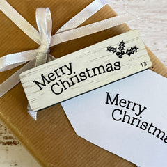 Large Merry Christmas Rubber Stamp for Holiday Crafting D13