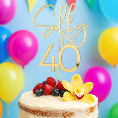 Personalised Mirrored Acrylic Name and Age Birthday Cake Topper Decoration (26 cm)