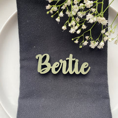 Personalised Wooden Wedding Place Names, Customisable Colour Wedding Favours, Small Childrens Wood Name Tags, Wooden Names, Laser Cut, Font 10