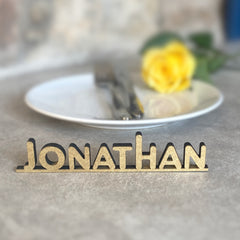 Personalised Wooden Name Place Name Cards, Wedding Favours, Small Children's Wood Name Tags, Wooden Names, Laser Cut Wooden Place Names, Font 13