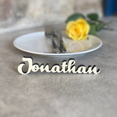 Personalised Wooden Name Place Name Cards, Wedding Favours, Small Children's Wood Name Tags, Wooden Names, Laser Cut Wooden Place Names, Font 15