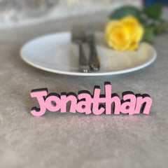 Personalised Wooden Name Place Name Cards, Wedding Favours, Small Children's Wood Name Tags, Wooden Names, Laser Cut Wooden Place Names, Font 16