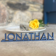 Personalised Wooden Name Place Name Cards, Wedding Favours, Small Children's Wood Name Tags, Wooden Names, Laser Cut Wooden Place Names, Font 17