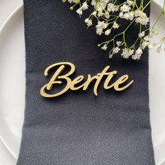 Personalised Wooden Wedding Place Names, Customisable Colour Wedding Favours, Small Childrens Wood Name Tags, Wooden Names, Laser Cut, Font 7