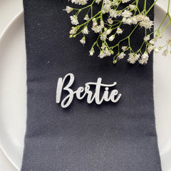 Personalised Wooden Wedding Place Names, Customisable Colour Wedding Favours, Small Childrens Wood Name Tags, Wooden Names, Laser Cut, Font 8