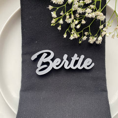 Personalised Wooden Wedding Place Names, Customisable Colour Wedding Favours, Small Childrens Wood Name Tags, Wooden Names, Laser Cut, Font 9