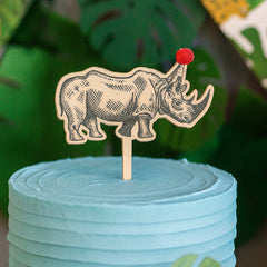Wooden Rhino Animal Cake Topper