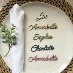 Personalised Wooden Name Place Name Cards, Wedding Favours, Small Children's Wood Name Tags, Wooden Names, Laser Cut Wooden Place Names, Font 4