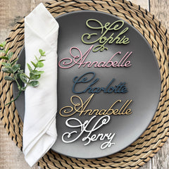 Personalised Wooden Name Place Name Cards, Wedding Favours, Small Children's Wood Name Tags, Wooden Names, Laser Cut Wooden Place Names, Font 13