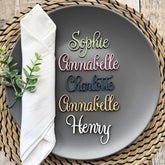 Personalised Wooden Name Place Name Cards, Wedding Favours, Small Children's Wood Name Tags, Wooden Names, Laser Cut Wooden Place Names, Font 18