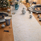 Starry Christmas Cream and Ivory Polyester Dining Table Runner, 36 cm x 2.5 m