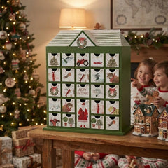 Wood Christmas Advent Calendar Farm Mini Drawers 1-24 Green Red Festive Home Decor