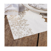 White Gold Leaf Paper Napkins – Elegant Wedding Party Pack of 16