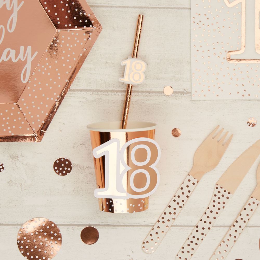 rose-gold-18th-birthday-party-paper-cups-x-8|778036|Luck and Luck| 1