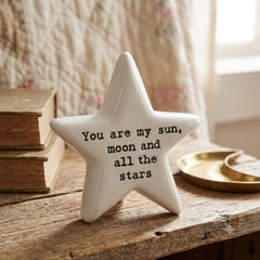 East of India Porcelain Star Mini Token – My Sun Moon and Stars Sentimental White Keepsake Gift
