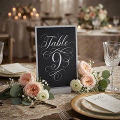Silver Wooden Table Name/Number Sign