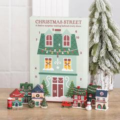 Christmas Street Scene 12-Day Advent Calendar Green Paper Festive Countdown Decor