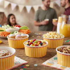 Yellow Paper Ramekin Party Dishes for Birthdays and Celebrations (Pack of 4, 12.5 cm)
