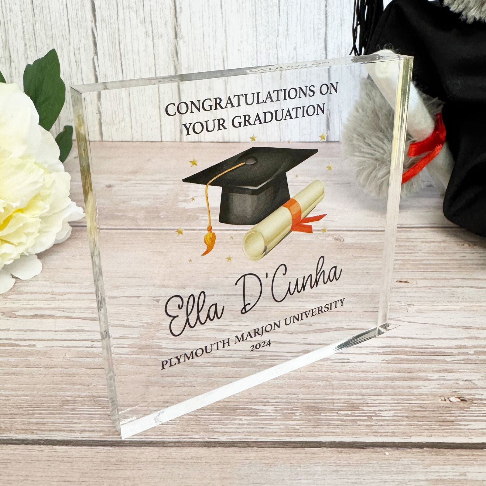 personalised-university-graduation-acrylic-block-gift-keepsake|LLUVABGRAD|Luck and Luck| 1