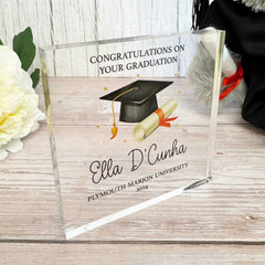 personalised-university-graduation-acrylic-block-gift-keepsake|LLUVABGRAD|Luck and Luck| 1