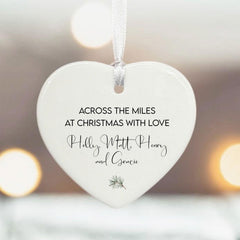 Personalised Christmas Across the Miles Porcelain Heart 7 cm