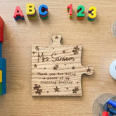 Personalised Thank You Teacher Wooden Coaster Gift (11.5cm)