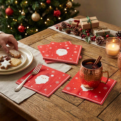 Santa Claus Christmas Paper Napkins Red Cream 3-Ply Festive Party Tableware Set of 16