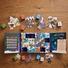Elf Town Jigsaw Advent Calendar with 24 Gift Boxes for Festive Christmas Fun