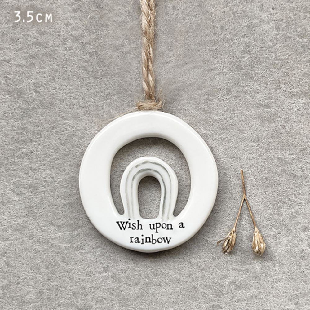 east-of-india-mini-porcelain-cut-out-hanger-wish-upon-a-rainbow|6630b|Luck and Luck| 1