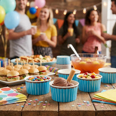 Blue Paper Ramekin Party Dishes for Birthdays and Celebrations (Pack of 4, 12.5 cm)