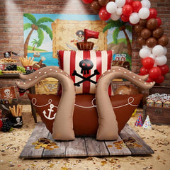 Standing Pirate Ship Foil Balloon for Playful Pirate Birthday Party Decorations