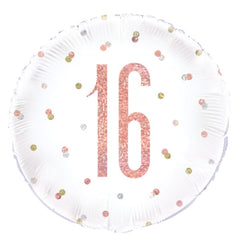 rose-gold-age-16-round-foil-balloon|84899|Luck and Luck| 1