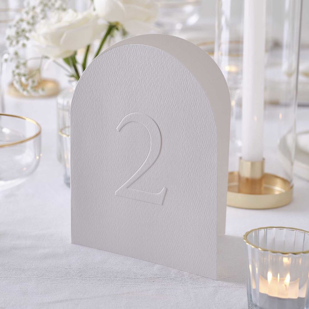 white-embossed-card-table-numbers-wedding-events-1-12|ML-133 |Luck and Luck| 1