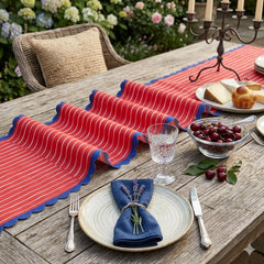 Santex Red Striped Party Table Runner Fabric x2.5m
