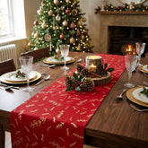 Red and Gold Chiffon Holly Leaves Table Runner 28cmx3m