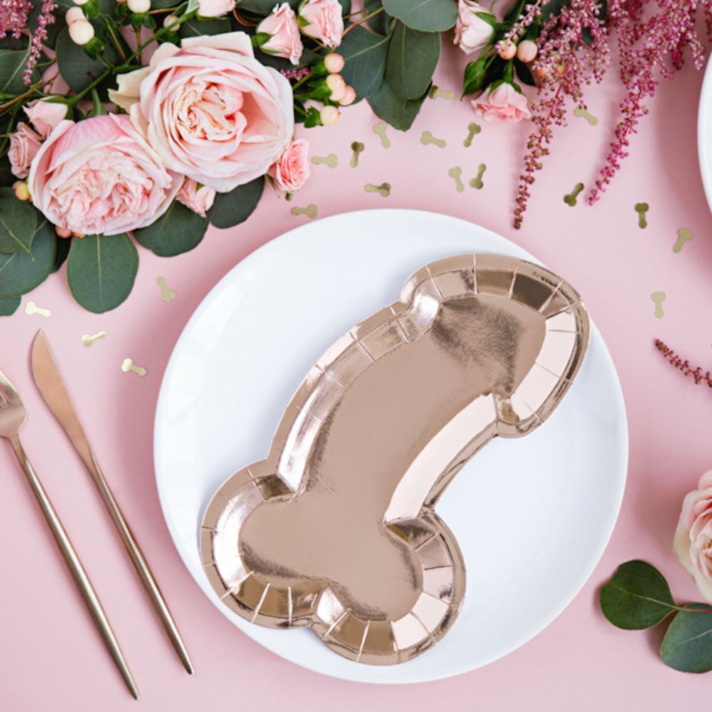 plates-same-penis-forever-hen-party-rose-gold-26-5x15-5cm-x-6|TPP70|Luck and Luck| 1
