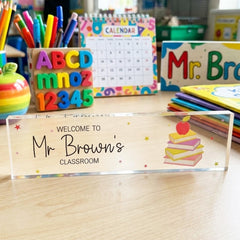Personalised Welcome To Classroom Acrylic Block by Luck and Luck