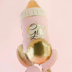 Baby Bottle Foil Balloon Set for Pink Gold Baby Showers 5 Pieces