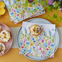 Spring Meadow Floral Paper Napkins 20 Pack Garden Party Tableware