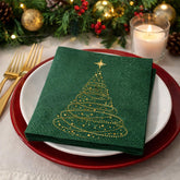 Santex Green Sparkling Christmas Paper Napkins for Festive Tables (Pack of 20, 25 cm)
