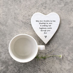 east-of-india-porcelain-heart-coaster-may-your-troubles-be-less|92|Luck and Luck| 1
