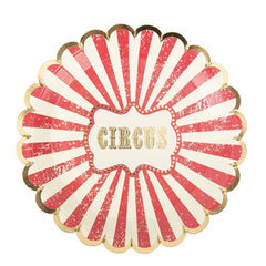 Vintage Circus Paper Plates for Birthday Parties, Celebrations & Party Tables (Pack of 8, 23 cm Diameter)