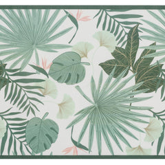 Green Pink Leaves Non Woven Botanical Party Table Runner Decor (40 x 500cm)