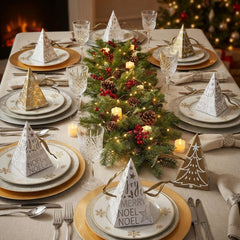Gold White Triangular Hum That Tune Christmas Crackers Novelty Party Tableware Set of 6