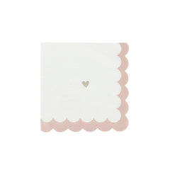 Little Hearts Paper Napkins 16 Pack Pink White Gold Birthday Party