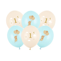 1st Birthday Mouse Balloons 30cm Light Blue Party Decor Set