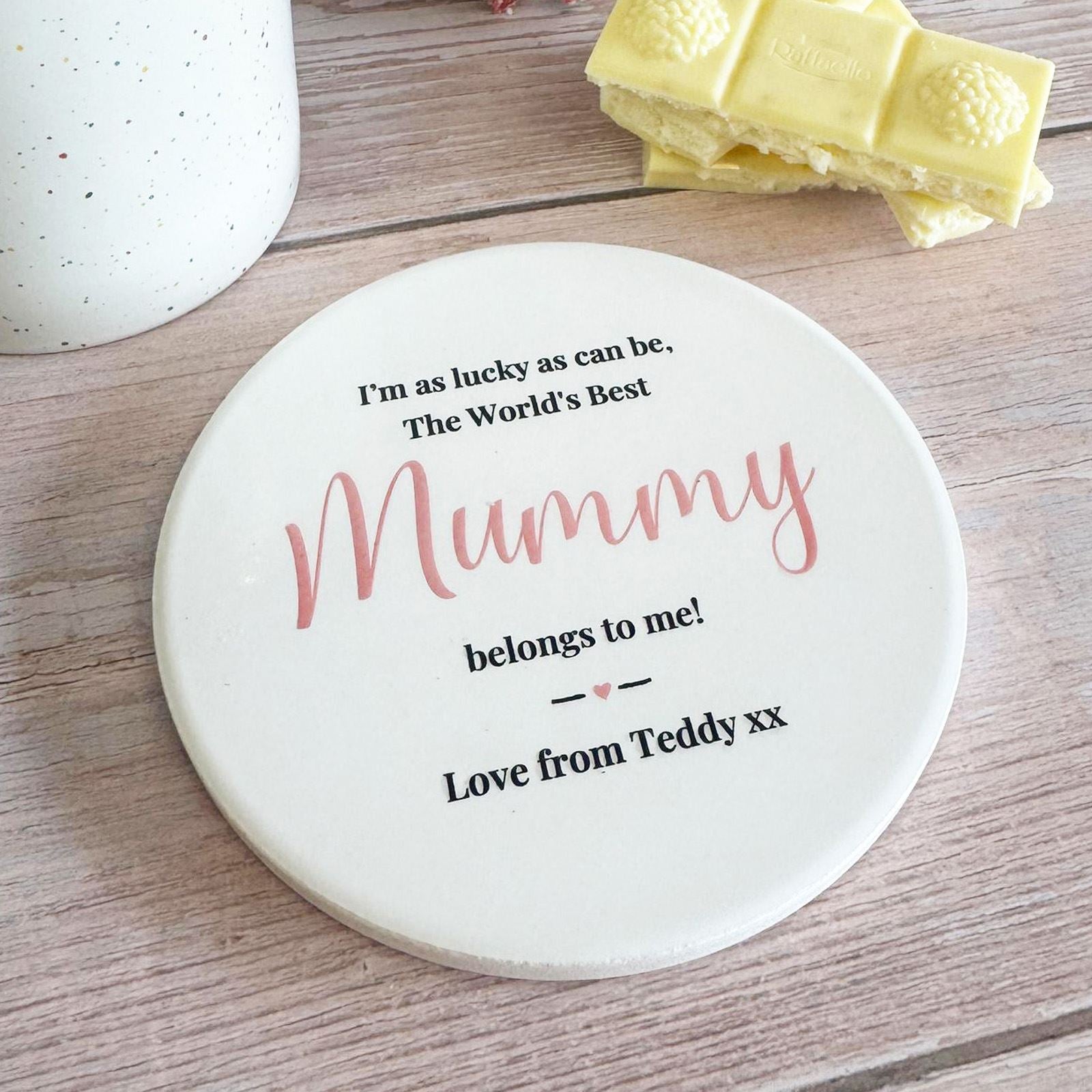 personalised-porcelain-coaster-the-world-s-best-mummy-belongs-to-me|LLUVMUMMYCOASTER|Luck and Luck| 1