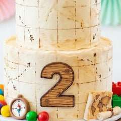 2nd Birthday Cake Topper - Two the Next Adventure Rustic Wooden Party Decor