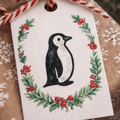 Penguin Rubber Stamp for Christmas Cards, Gift Wrap and Festive Craft Projects